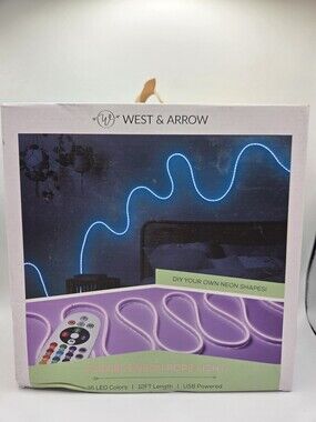 West & Arrow Neon Rope Light 12 Ft flexible NEW 16 Colors USB with remote G86